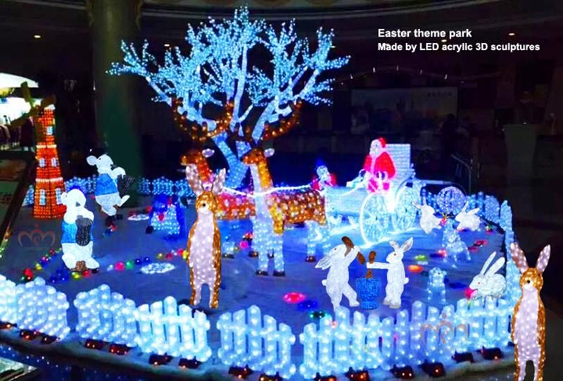 CE China Factory Wholesale Gift Life Size LED Acrylic Rabbit Easter Decoration