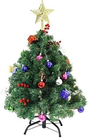 DIY Christmas Tree 2.5FT with Decorating Kits and 100counts of String Lights, Prelit Artificial Christmas Tree Decorations for Outdoor/Indoor Decor