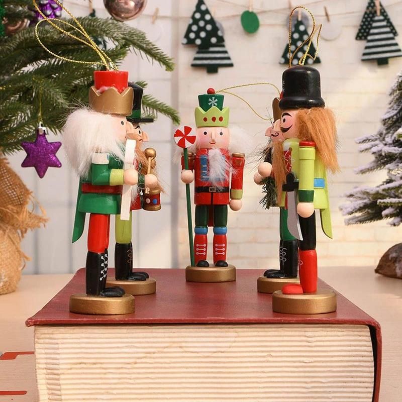 New Funny Wooden Nutcracker Ornament 5-Piece Box Set, 5-Inch