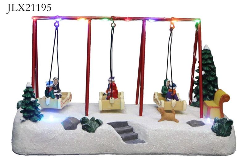 Christmas Village Figurines Indoor Decorations Snow Village Set/9PCS