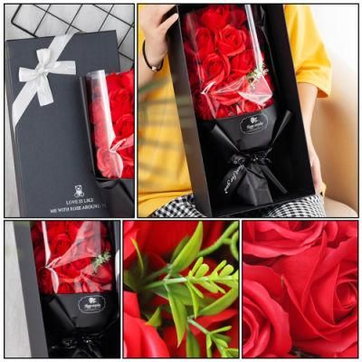 Creative Scented Artificial Soap Flowers Rose Bouquet Gift Box Simulation Rose Valentines Day Birthday Gift Decor