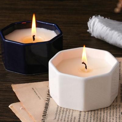 Soy Wax Ceramic Scented Hexagon Candle Container Jars