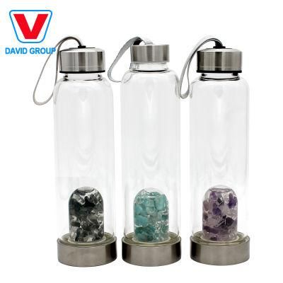 Glass Drinkware Custom Logo Printed Galss Stone Water Bottle