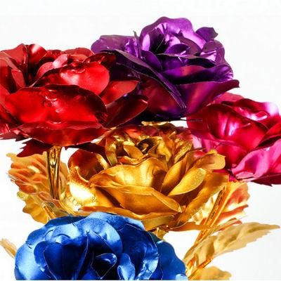 High Quality Galaxy Forever Flower Gift Enchanted 24K Gold Rose Flower Rainbow Artificial Rose in Glass