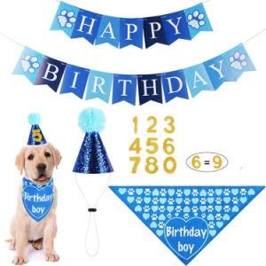 Pet Saliva Towel Triangle Scarf Banner Crown Holiday Dog Party Decorations