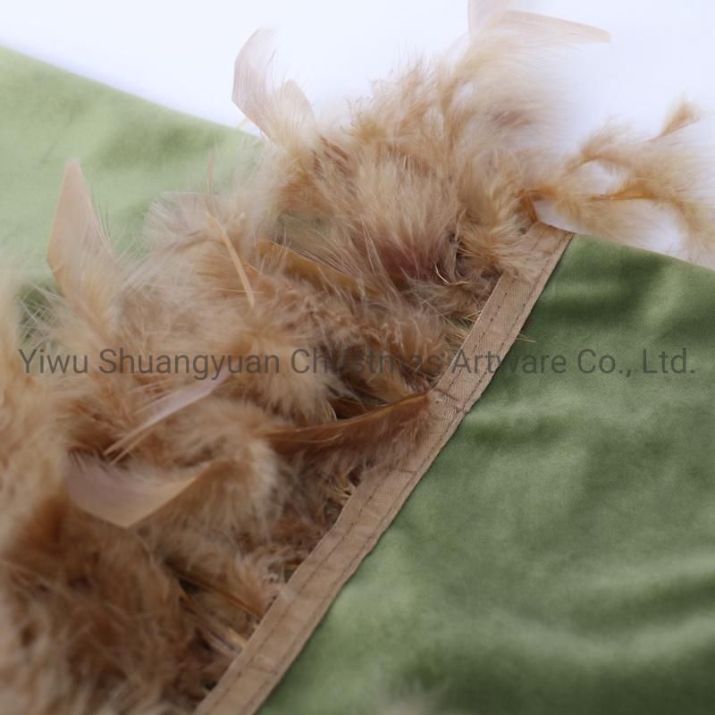 New Design Christmas Bolster Pillow with Feather for Holiday Wedding Party Home Decoration Hook Ornament Craft Gifts