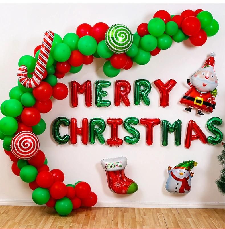 Hot Sale Merry Christmas Red and Green Party Decoration Balloons