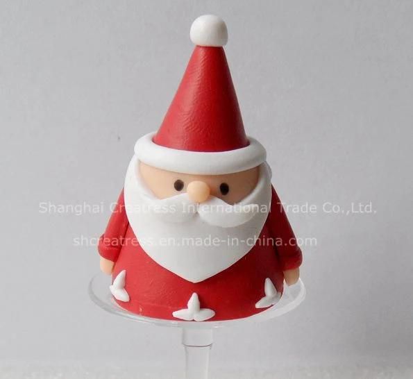 Polymer Clay Santa Claus with Holder Christmas Cake Decoration