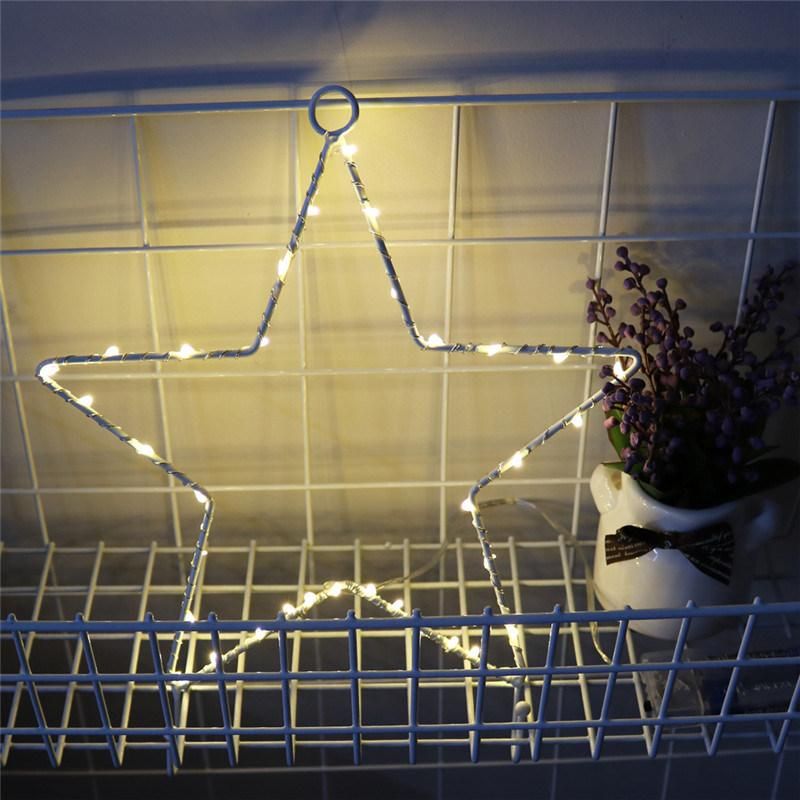 Battery Box Wrought Iron Style Luminous Stars Shaping Lamp