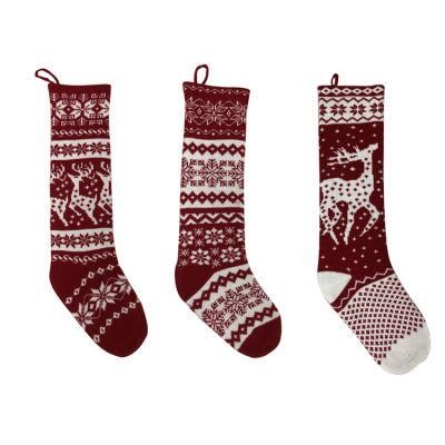3 Pack Christmas Stockings 28 Inches Large Size Cable Knitted Stocking Gifts &amp; Decorations for Family Holiday Xmas Party, Burgundy