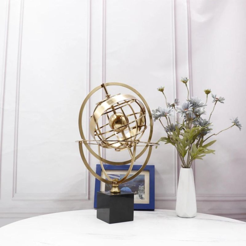 Modern Decor Centerpiece Desktop Rotating Globes Decorative Gift Metal Custom Ornament