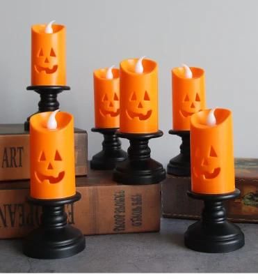 Halloween Pumpkin Candle Light LED Colorful Candlestick Table Decoration