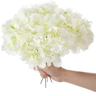 High Quality Artificial Polyester Silk Real Touch 69cm Single Hydrangea with Snow for Party Hotel