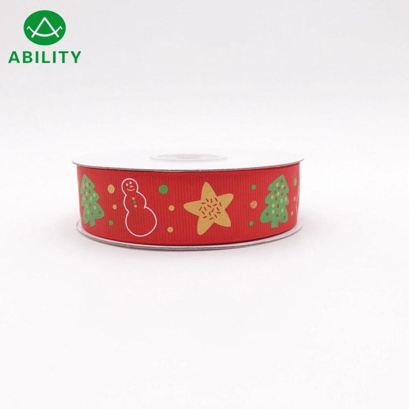 Wedding and Gift Packing Printing Christmas Grosgrain Ribbon Tape