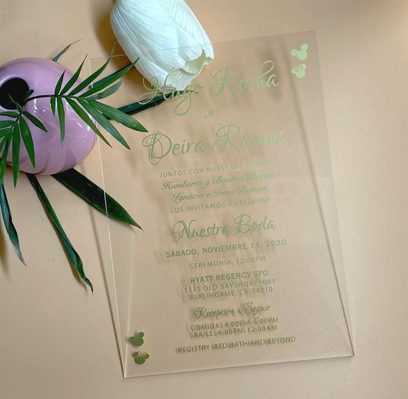 Personality Designs Acrylic Laser Cutting Gold Printing Wedding Invitation Card
