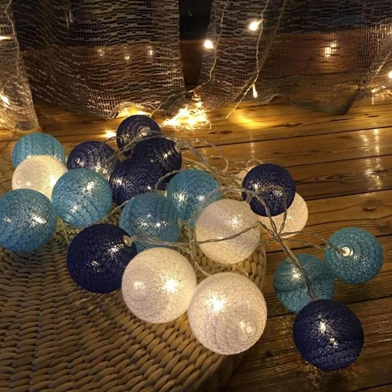 Cotton Ball Garland String Lights Christmas Holiday Wedding Party Baby Bed Fairy Lights