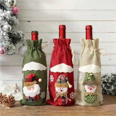 Fabric Gift Wine Bottle Cover Christmas Bottle Storage Bag Wine Decoration