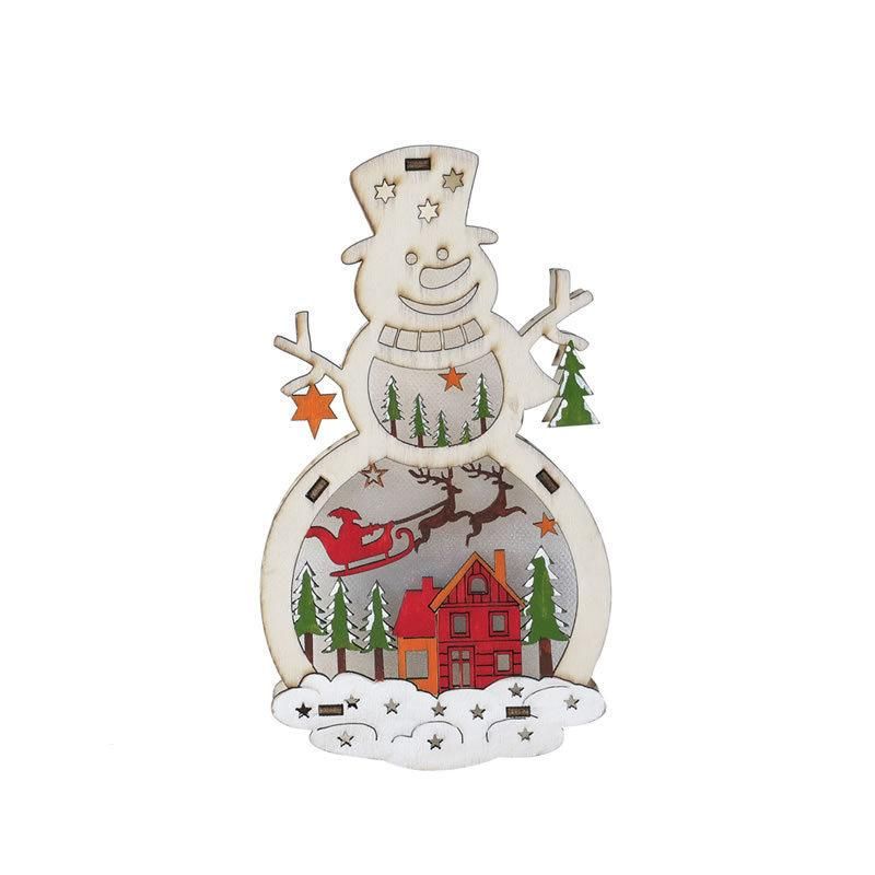 Cross-Border New Santa, Snowman, Wooden Lighting, Shopping Window Decoration, Props, Supplies, Children′ S Gifts Ornaments