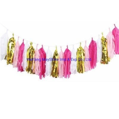 Colorful Party Hanging Balloon Decoration DIY Pet Foil Tissue Paper Tassel Garland