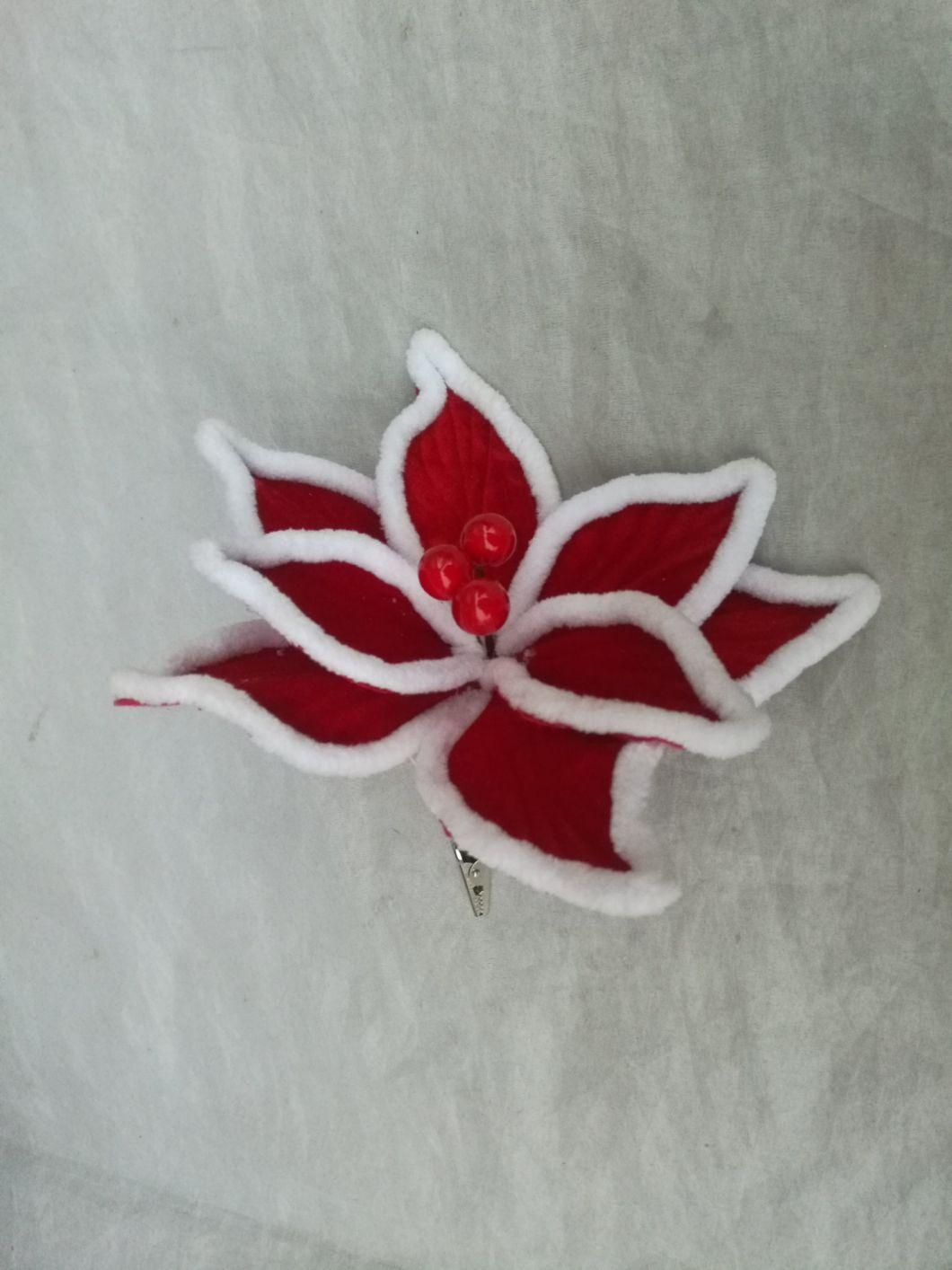 Christmas Flower with Clip Decoration for Xmas Holiday and Xmas Tree