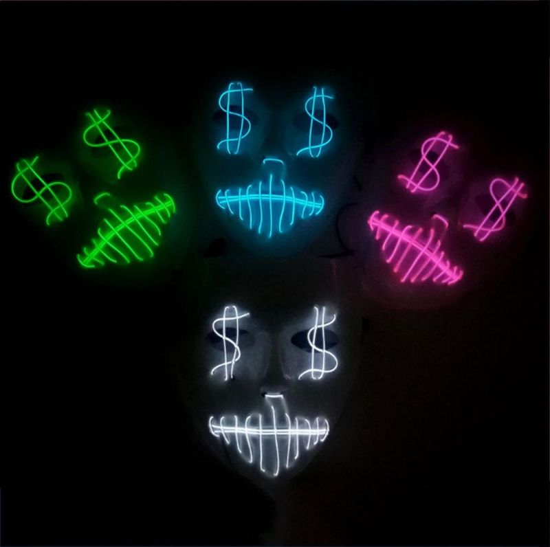 EL Cold Light Flash USD Dollar Mask Party Mask
