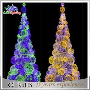 Large Big Blue Artificial Christmas Outdoor Decorated LED Ball Tree