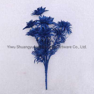 Christmas Tree Artificial Flower Decoration Gold Powder Simulation Leaves Glitter Flower Arrangement Ornament Festival Supplies