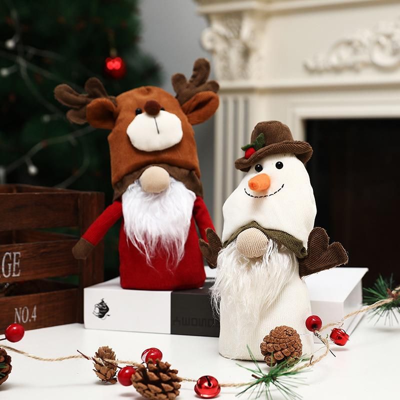 Amazon′ S New Cross-Border Christmas Decorations, Two-Headed Rudolph Figures, Snowman Dolls, Window Dressing Ornaments