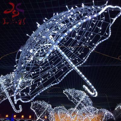 Wholesale Outdoor Metal Christmas Festival Umbrella Light Decoration