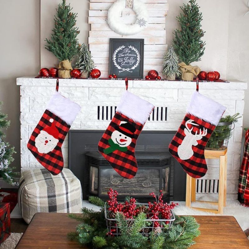 Christmas Stockings Santa, Snowman, Reindeer 3D Christmas Decoration for Kids Party Decor