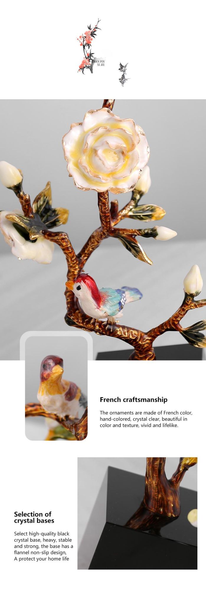 Chinese Bathroom Accessories Set Zinc Alloy Plum Blossom Tree Decorations House Rustic Ornaments