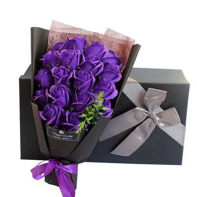 Artificial Flowers Bouquet Seven Soap Rose Flowers with a Toy Bear Valentine&prime;s Day Gift