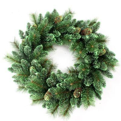 Xo2126MW Factory Wholesale Personalized Christmas Decoration Wreaths 50cm Decorated with Pine Cones Pine Wreath Christmas