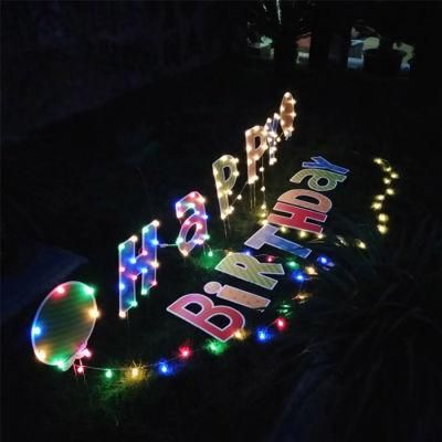 Happy Birthday LED Letters Yard Sign with Stakes Yard Cards