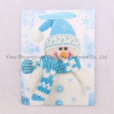 Christmas Paper Gift Bag with Snowman for Holiday Wedding Party Decoration Supplies Hook Ornament Craft Gifts