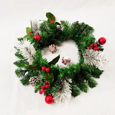 Decorative Artificial Wreaths PVC Material Christmas Garland with LED Light