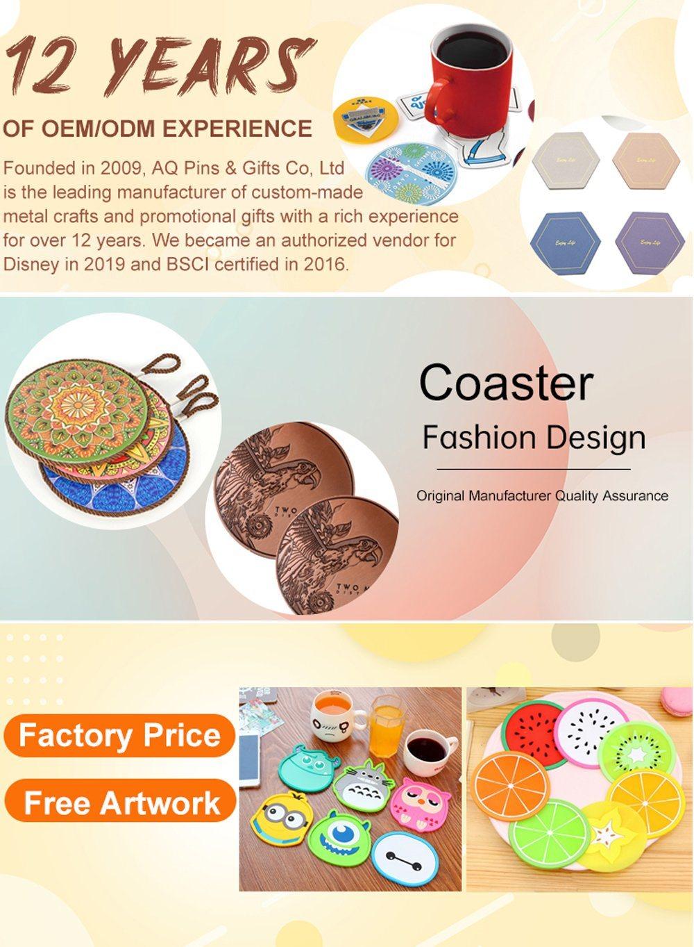 High Quality Plastic Promotional Soft Silicone Place Mats Elegant Dining Round Cork Placemats PVC Rubber Coaster