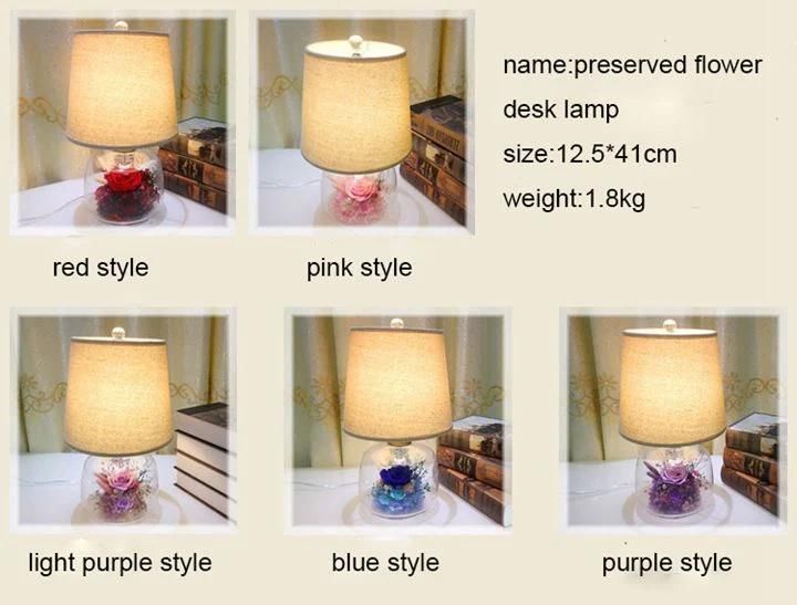 Hot Sale Decorative Preserved Flower Desk Lamp Christmas Gift