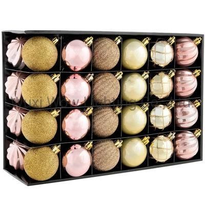 Shatterproof Luxury Christmas Tree Baubles 48-Piece -Pink / Champagne