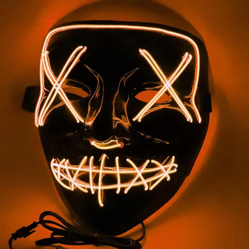 Scary Mask Cosplay LED Costume Mask EL Wire Light up for Halloween Festival Party