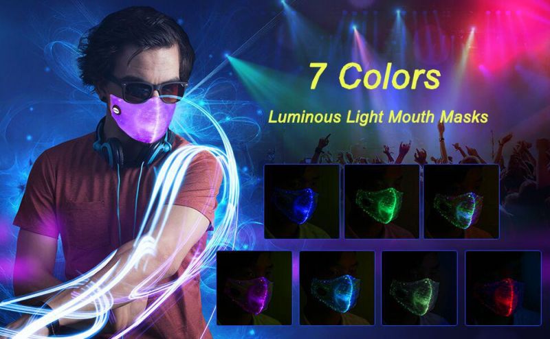 Tik Tok 7 Colors Reusable LED Face Mask, Cheap Fashion Face Mask, LED Mask Vendor