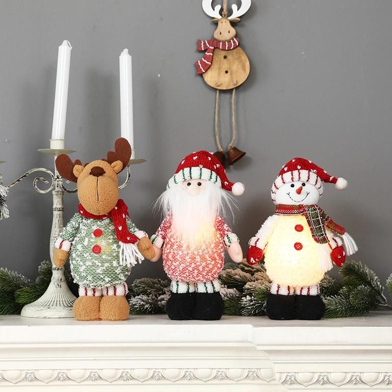 Cross Border New Christmas Decorations Can Be Illuminated Santa Claus Snowman Elk Figure Ornaments Lighting Standing Doll Ornaments