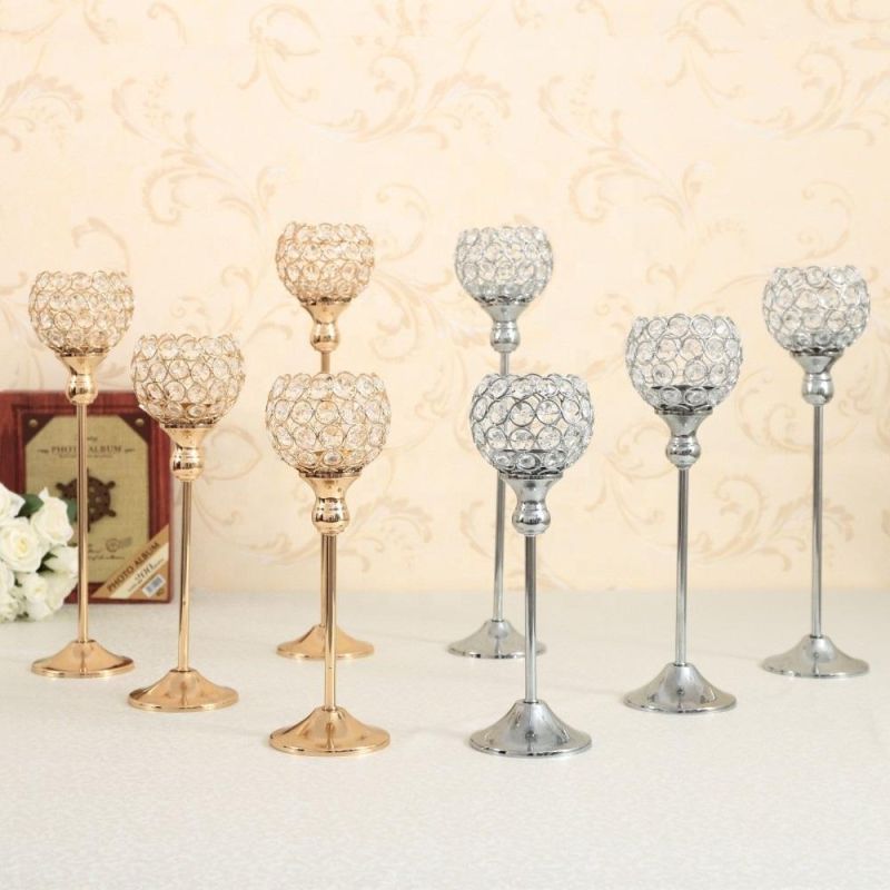 Party Decoration Gold Wedding Centerpieces Crystal Candle Holders