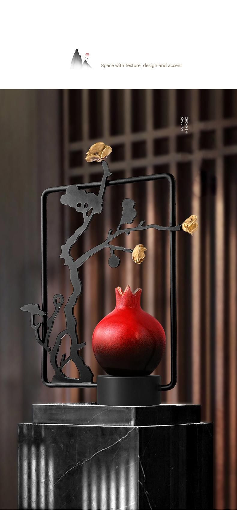 Creative Decoration Chinese Style Living Room Retro Decor Pomegranate Ceramic Home Accessories