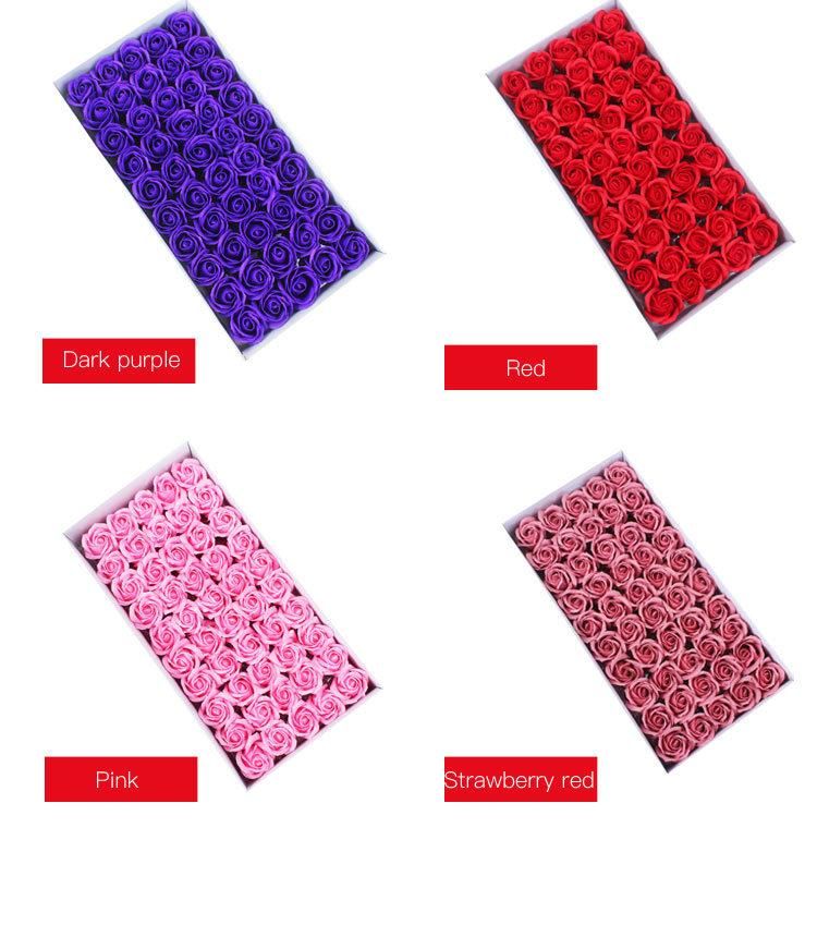 10 Colors 6cm Soap Roses Flowers 50 PCS Artificial Soap Flower Heads Box