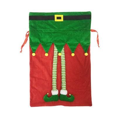 Best Gifts Santa Sacks Elf Legs Christmas Custom Velvet Drawstring Bag