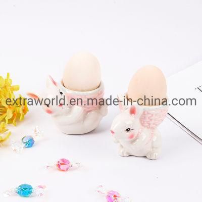 Easter Bunny Ceramic Egg Cup Easter Bunny Tealight Candle Holder for Easter Spring Decoration