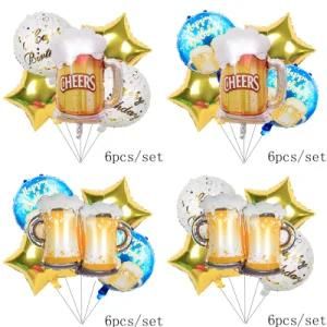 6PCS/Set Amazon Shaped Large Beer Mug Set Aluminum Film Balloons