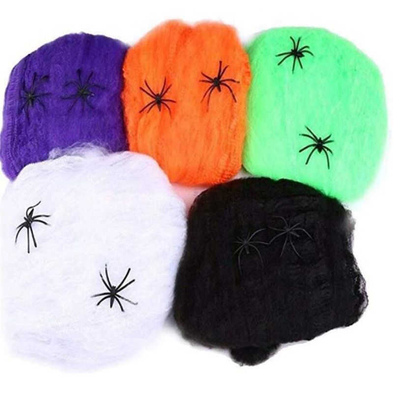 Halloween Spider Web Cotton Net with Spiders Halloween Decoration Supplies