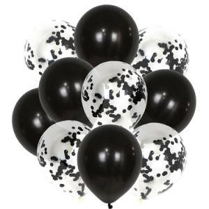 10PCS/Lot 12inch Silver Black Confetti Balloons Birthday Party Decoration